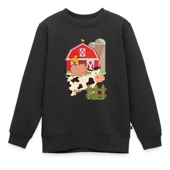 farm - Kids Premium Organic Sweatshirt - black - Front - AI Model Kid Female (0cm)