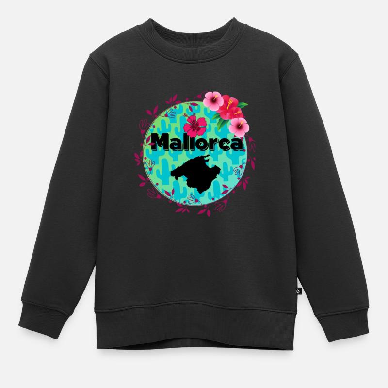 Fleurs de Majorque - Sweat Premium enfant bio - noir