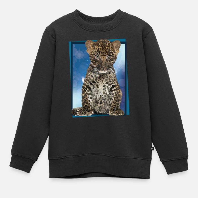Léopard - Sweat Premium enfant bio - noir