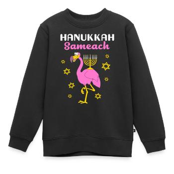 Hanukkah Hanukah Flamingo Menorah - Kids Premium Organic Sweatshirt - black - Front - AI Model Kid Female (0cm)
