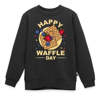 Gaufres jour - Sweat Premium enfant bio - noir - Devant - AI Model Kid Female (0cm)