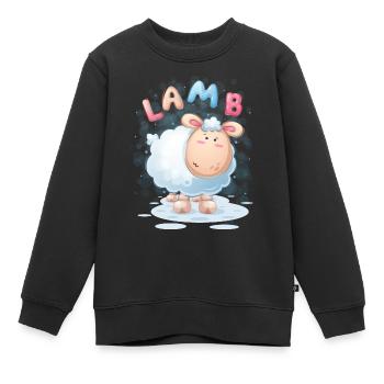 Agneau - Sweat Premium enfant bio - noir - Devant - AI Model Kid Female (0cm)
