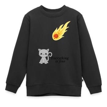 Chat chat chat météorite amoureux de chat drôle mignon - Sweat Premium enfant bio - noir - Devant - AI Model Kid Female (0cm)