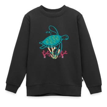 Meeresschildkröte Korallenriff - Kinder Premium Organic Sweatshirt - Schwarz - Vorne - AI Model Kid Female (0cm)