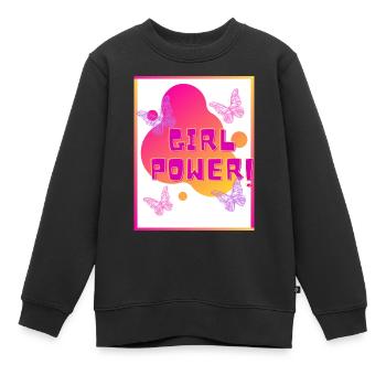 Girl POWER - Sweat Premium enfant bio - noir - Devant - AI Model Kid Female (0cm)