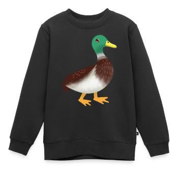 Einfache Mallard Ente Hand gezeichnet - Kinder Premium Organic Sweatshirt - Schwarz - Vorne - AI Model Kid Female (0cm)