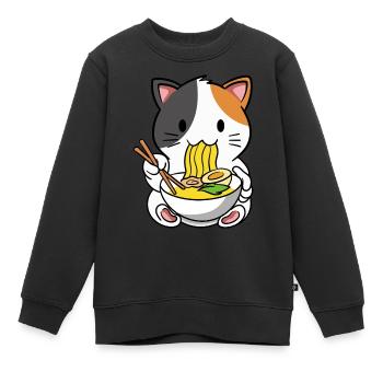 Chat Ramen Soupe de nouilles - Sweat Premium enfant bio - noir - Devant - AI Model Kid Female (0cm)