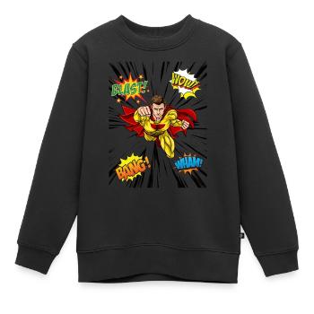 SuperHero - Sweat Premium enfant bio - noir - Devant - AI Model Kid Female (0cm)