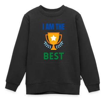 I AM THE BEST - Kinder Premium Organic Sweatshirt - Schwarz - Vorne - AI Model Kid Female (0cm)