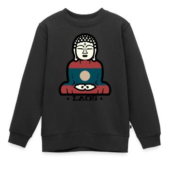 Laos - Kinder Premium Organic Sweatshirt - Schwarz - Vorne - AI Model Kid Female (0cm)