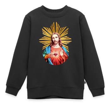 Jésus-Christ | Jésus-Christ Noël Halo - Sweat Premium enfant bio - noir - Devant - AI Model Kid Female (0cm)