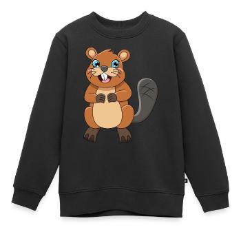 Biber - Kinder Premium Organic Sweatshirt - Schwarz - Vorne - AI Model Kid Female (0cm)