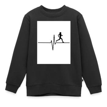 Schwarz weißes T-shirt Herzschlag/ Läufer - Kinder Premium Organic Sweatshirt - Schwarz - Vorne - AI Model Kid Female (0cm)