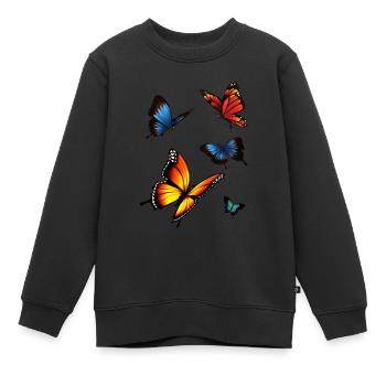 Schmetterlinge - Kinder Premium Organic Sweatshirt - Schwarz - Vorne - AI Model Kid Female (0cm)