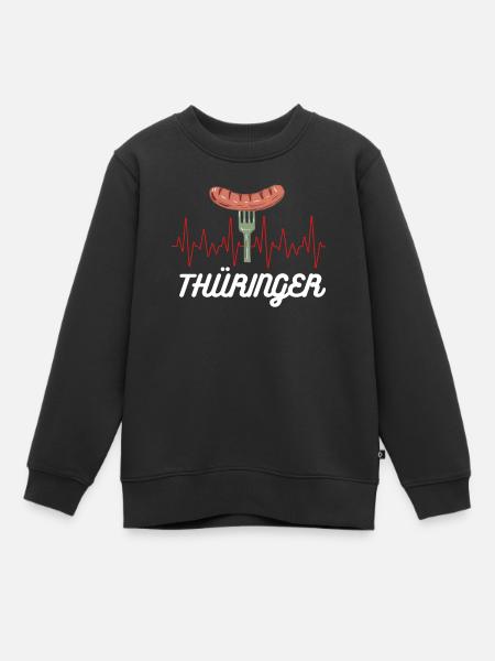 Thüringen Bratwurst Herzschlag Wurst Thüringer - Kinder Premium Organic Sweatshirt - Schwarz