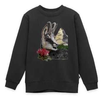 Scherenschnitt Alpen Gemse Almrausch Gebirge - Kinder Premium Organic Sweatshirt - Schwarz - Vorne - AI Model Kid Female (0cm)