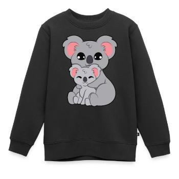 Étreinte d’ours koala - Sweat Premium enfant bio - noir - Devant - AI Model Kid Female (0cm)