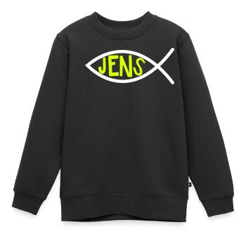 Jens Ichthys4m3 Noms Prénoms Chrétien - Sweat Premium enfant bio - noir - Devant - AI Model Kid Female (0cm)