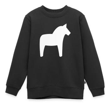 Dalahäst Pferd Schweden - Kinder Premium Organic Sweatshirt - Schwarz - Vorne - AI Model Kid Female (0cm)