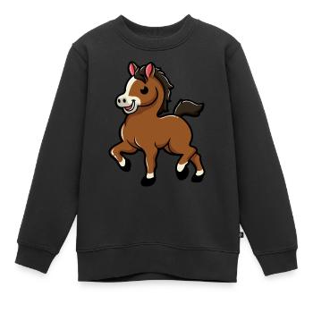 | douces chevaux | de bébé cheval Poulain - Sweat Premium enfant bio - noir - Devant - AI Model Kid Female (0cm)