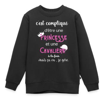 c'est compliqué princesse et cavalière humour - Sweat Premium enfant bio - noir - Devant - AI Model Kid Female (0cm)