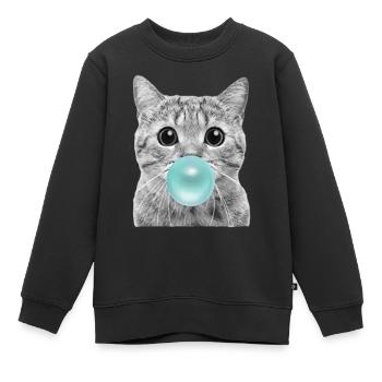 chat cool - Sweat Premium enfant bio - noir - Devant - AI Model Kid Female (0cm)