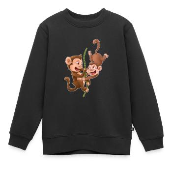 Monkey Family Hug - Kids Premium Organic Sweatshirt - black - Front - AI Model Kid Female (0cm)