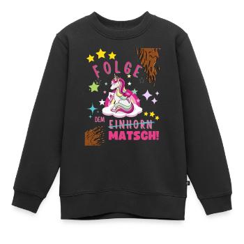 Muddy run shirt mud Matsch Lauf Einhorn obstacle - Kinder Premium Organic Sweatshirt - Schwarz - Vorne - AI Model Kid Female (0cm)