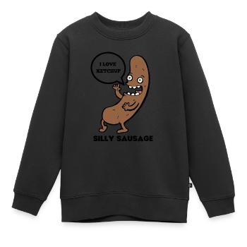 SAUCISSE IDIOTE - Sweat Premium enfant bio - noir - Devant - AI Model Kid Female (0cm)