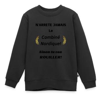 n'arrête jamais le combiné nordique - Sweat Premium enfant bio - noir - Devant - AI Model Kid Female (0cm)