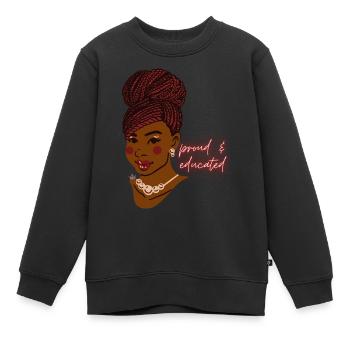 belle femme noire fière et éduquée avec des tresses - Sweat Premium enfant bio - noir - Devant - AI Model Kid Female (0cm)