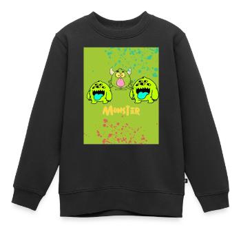 Monstre - Sweat Premium enfant bio - noir - Devant - AI Model Kid Female (0cm)