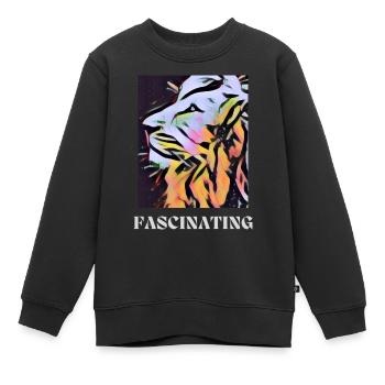 T shirt Lion Animal Fascinating - Sweat Premium enfant bio - noir - Devant - AI Model Kid Female (0cm)