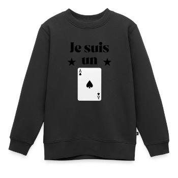 Je suis un as - Sweat Premium enfant bio - noir - Devant - AI Model Kid Female (0cm)