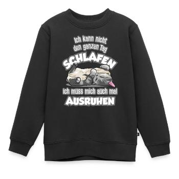 Süße schlafende Kuschelkatze mit Spruch - Kinder Premium Organic Sweatshirt - Schwarz - Vorne - AI Model Kid Female (0cm)