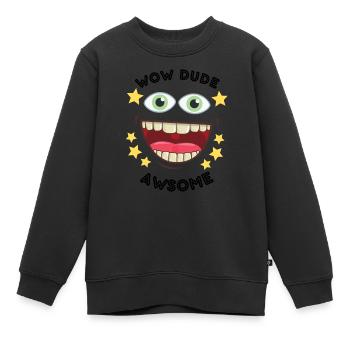 wow dude - Kinder Premium Organic Sweatshirt - Schwarz - Vorne - AI Model Kid Female (0cm)