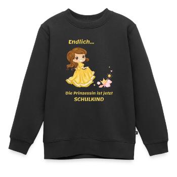 Endlich, die Prinzessin ist jetzt Schulkind - Kinder Premium Organic Sweatshirt - Schwarz - Vorne - AI Model Kid Female (0cm)