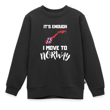 Drapeau norvégien NorvégienS Je déménage en Norvège - Sweat Premium enfant bio - noir - Devant - AI Model Kid Female (0cm)