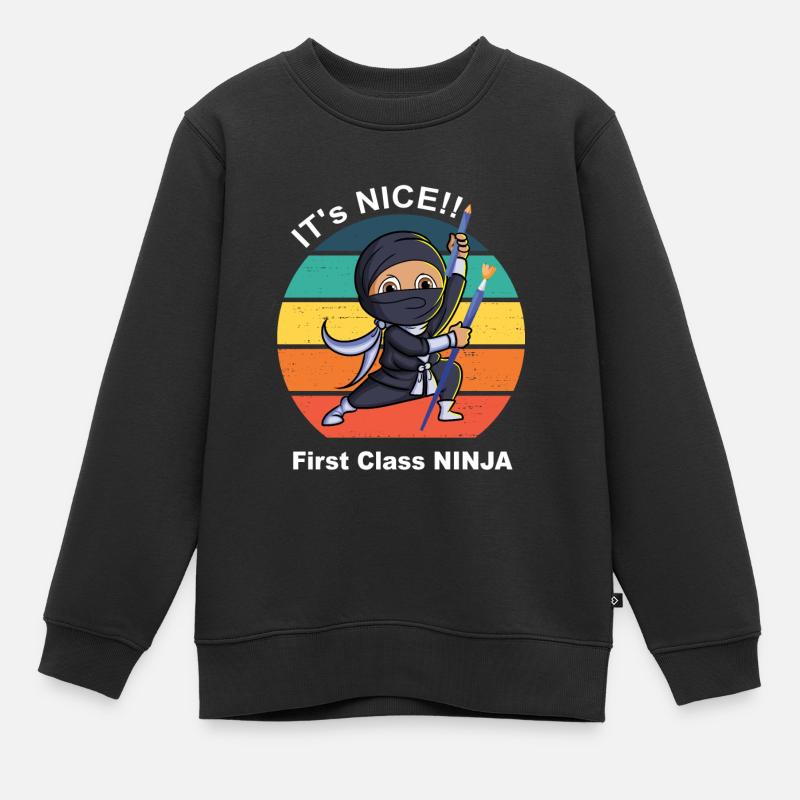 First Class Ninja - Kinder Premium Organic Sweatshirt - Schwarz