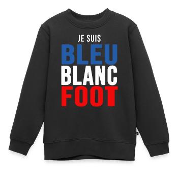 football je suis bleu blanc foot supporters - Sweat Premium enfant bio - noir - Devant - AI Model Kid Female (0cm)