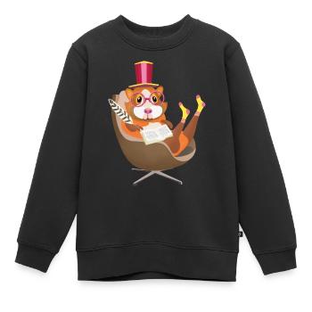 Hamster-Schriftsteller - Kinder Premium Organic Sweatshirt - Schwarz - Vorne - AI Model Kid Female (0cm)