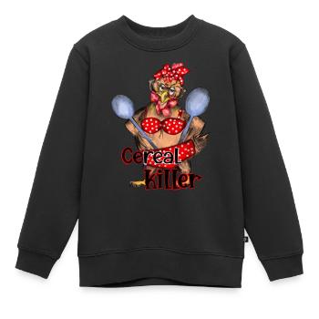 Tueur de céréales - conception de maman de poulet folle - Sweat Premium enfant bio - noir - Devant - AI Model Kid Female (0cm)
