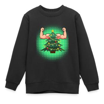 Christmas Muskelbaum - Kinder Premium Organic Sweatshirt - Schwarz - Vorne - AI Model Kid Female (0cm)