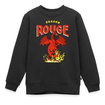 Dragon Rouge et Flammes - Sweat Premium enfant bio - noir - Devant - AI Model Kid Female (0cm)