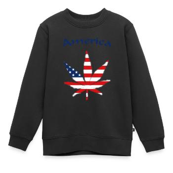 America United States - Kinder Premium Organic Sweatshirt - Schwarz - Vorne - AI Model Kid Female (0cm)