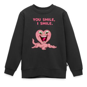 DU LÄCHELST, ICH LÄCHLE. SÜSSES TIER - Kinder Premium Organic Sweatshirt - Schwarz - Vorne - AI Model Kid Female (0cm)