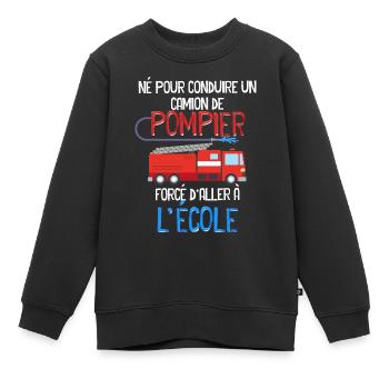 Camion de pompier Cadeau Fils - Sweat Premium enfant bio - noir - Devant - AI Model Kid Female (0cm)