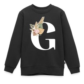 Buchstabe G blumig - Kinder Premium Organic Sweatshirt - Schwarz - Vorne - AI Model Kid Female (0cm)