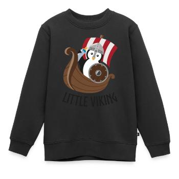 Kleiner Wikinger Pinguin - Kinder Premium Organic Sweatshirt - Schwarz - Vorne - AI Model Kid Female (0cm)