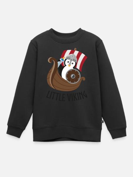 Kleiner Wikinger Pinguin - Kinder Premium Organic Sweatshirt - Schwarz